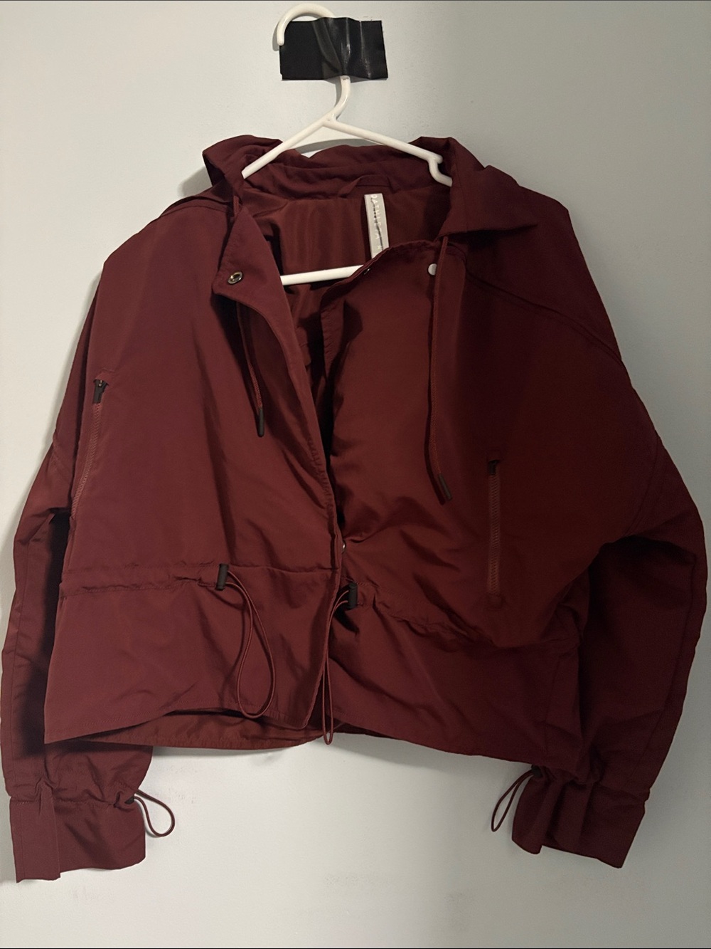 Athleta Burgundy Hooded Bomber Jacket